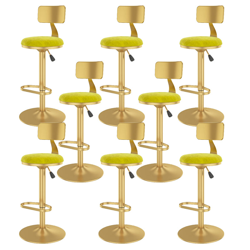 Glam Liftable Backrest Counter Stool Iron Cafe Bar Stool with Velvet Cushion and Pedal