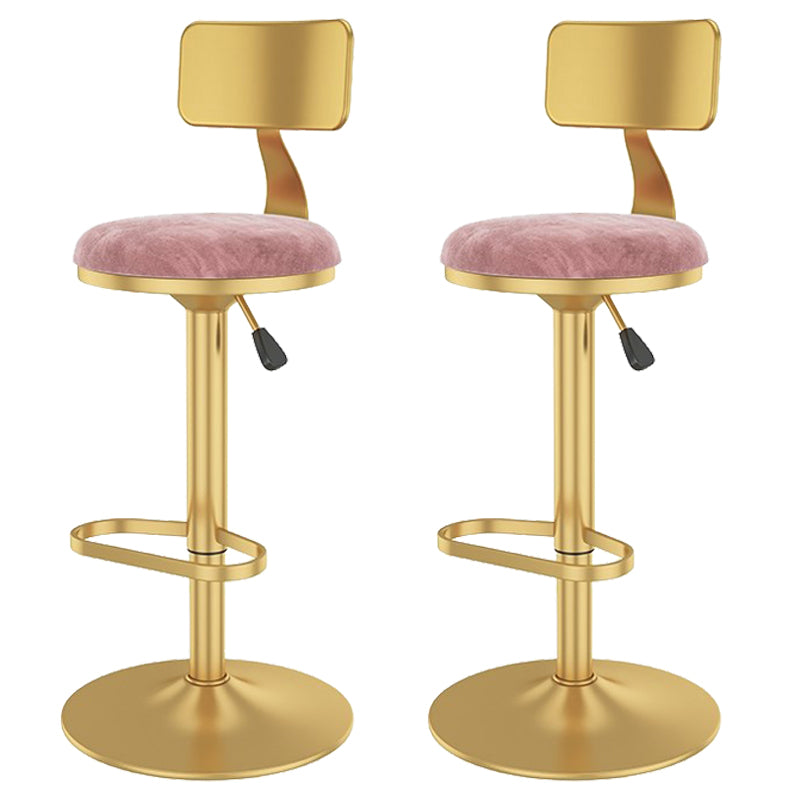 Glam Liftable Backrest Counter Stool Iron Cafe Bar Stool with Velvet Cushion and Pedal