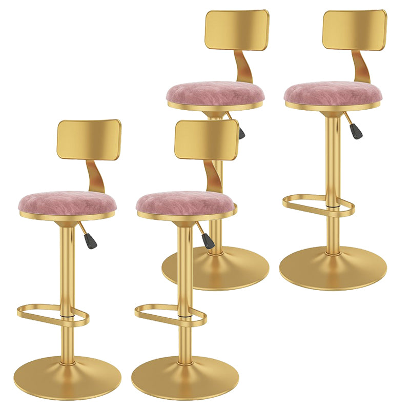 Glam Liftable Backrest Counter Stool Iron Cafe Bar Stool with Velvet Cushion and Pedal