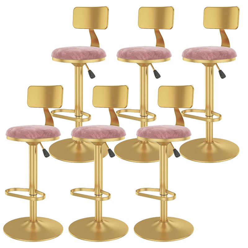 Glam Liftable Backrest Counter Stool Iron Cafe Bar Stool with Velvet Cushion and Pedal