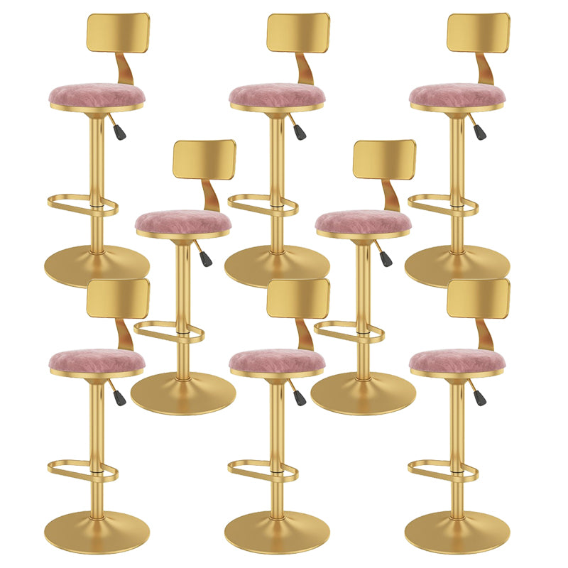 Glam Liftable Backrest Counter Stool Iron Cafe Bar Stool with Velvet Cushion and Pedal