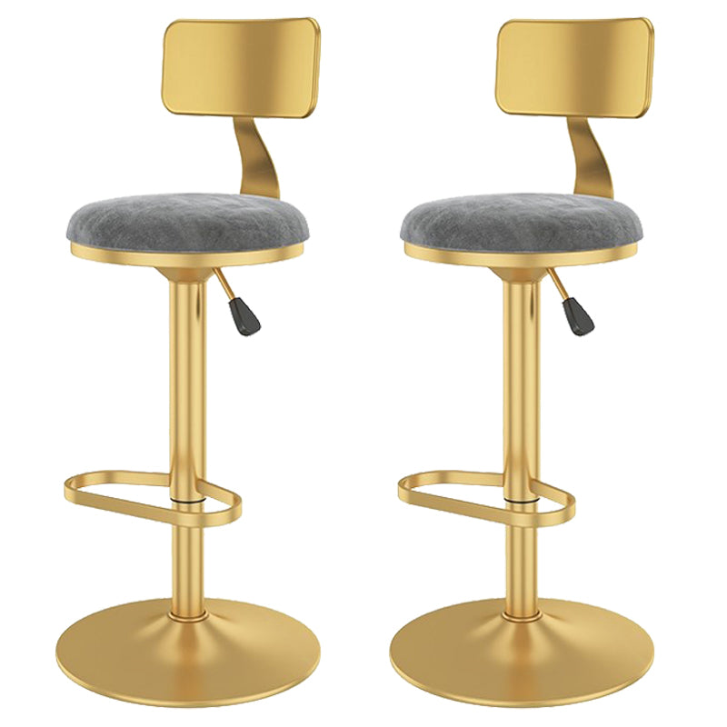 Glam Liftable Backrest Counter Stool Iron Cafe Bar Stool with Velvet Cushion and Pedal