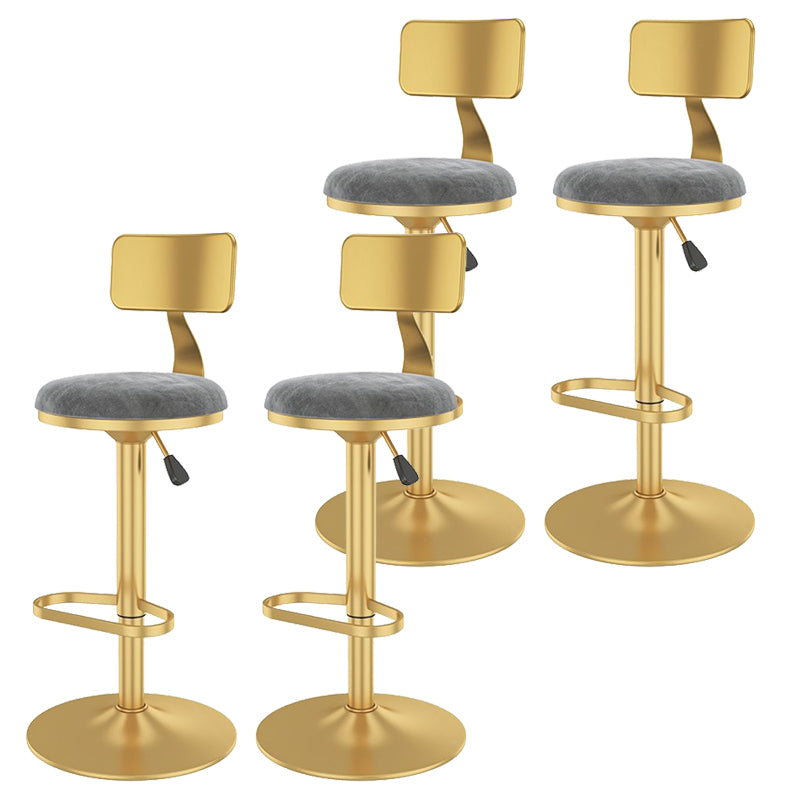 Glam Liftable Backrest Counter Stool Iron Cafe Bar Stool with Velvet Cushion and Pedal