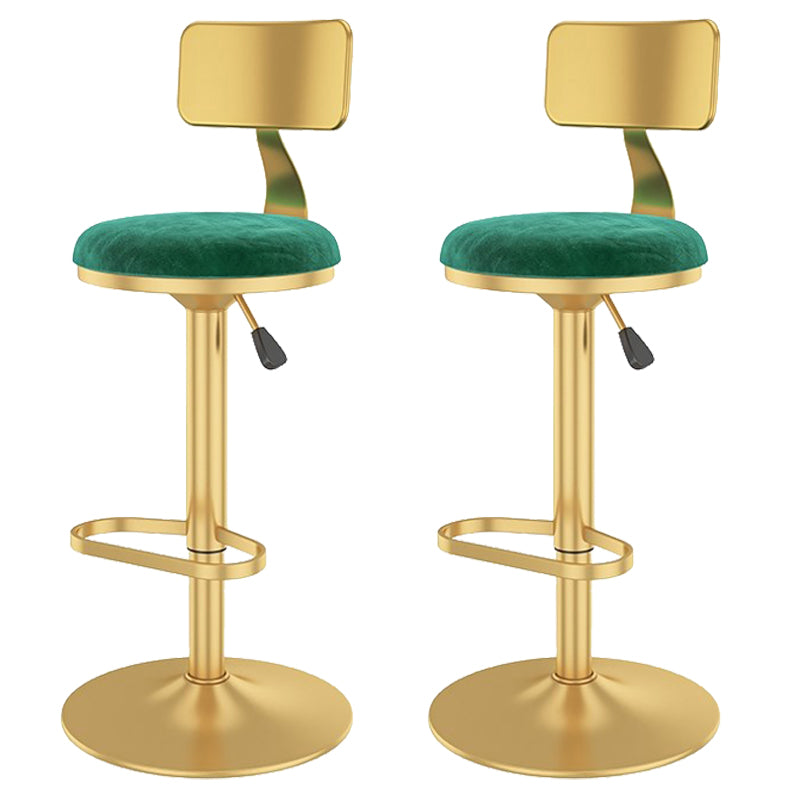 Glam Liftable Backrest Counter Stool Iron Cafe Bar Stool with Velvet Cushion and Pedal