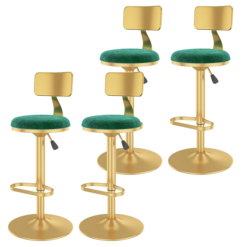 Glam Liftable Backrest Counter Stool Iron Cafe Bar Stool with Velvet Cushion and Pedal