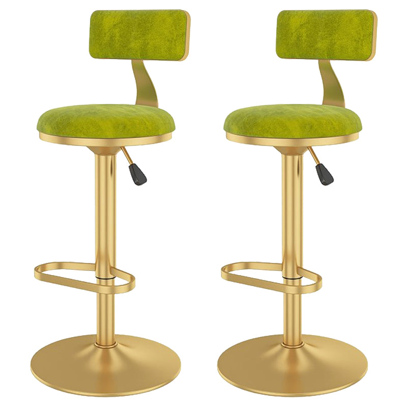 Glam Liftable Backrest Counter Stool Iron Cafe Bar Stool with Velvet Cushion and Pedal