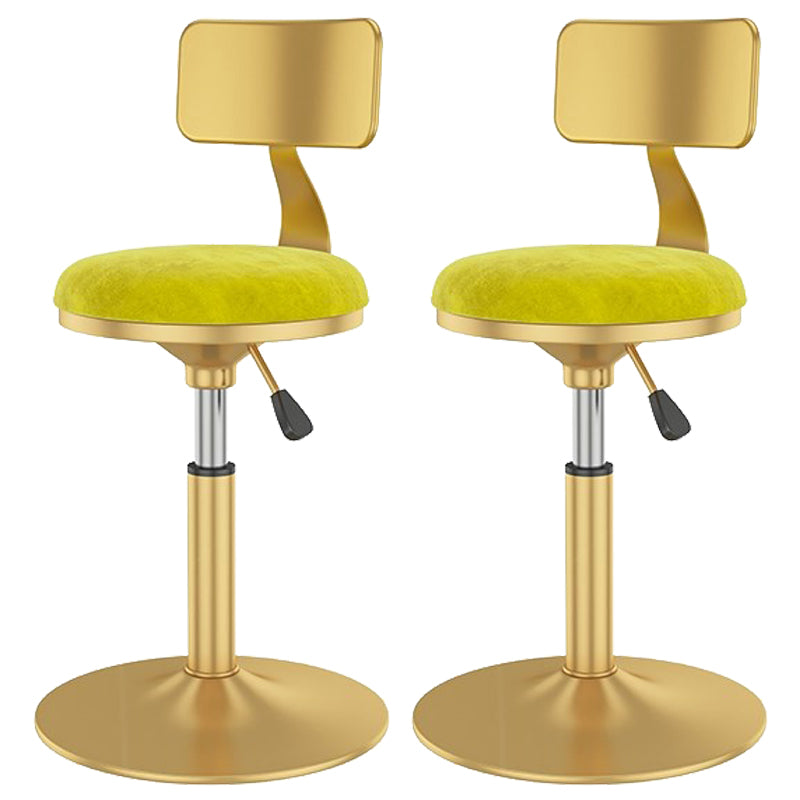 Glam Liftable Backrest Counter Stool Iron Cafe Bar Stool with Velvet Cushion and Pedal