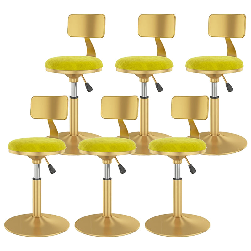 Glam Liftable Backrest Counter Stool Iron Cafe Bar Stool with Velvet Cushion and Pedal