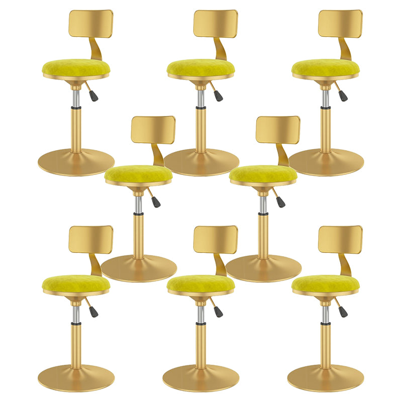 Glam Liftable Backrest Counter Stool Iron Cafe Bar Stool with Velvet Cushion and Pedal