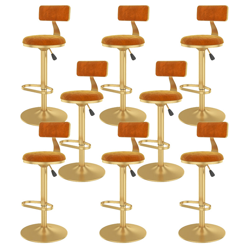 Glam Liftable Backrest Counter Stool Iron Cafe Bar Stool with Velvet Cushion and Pedal