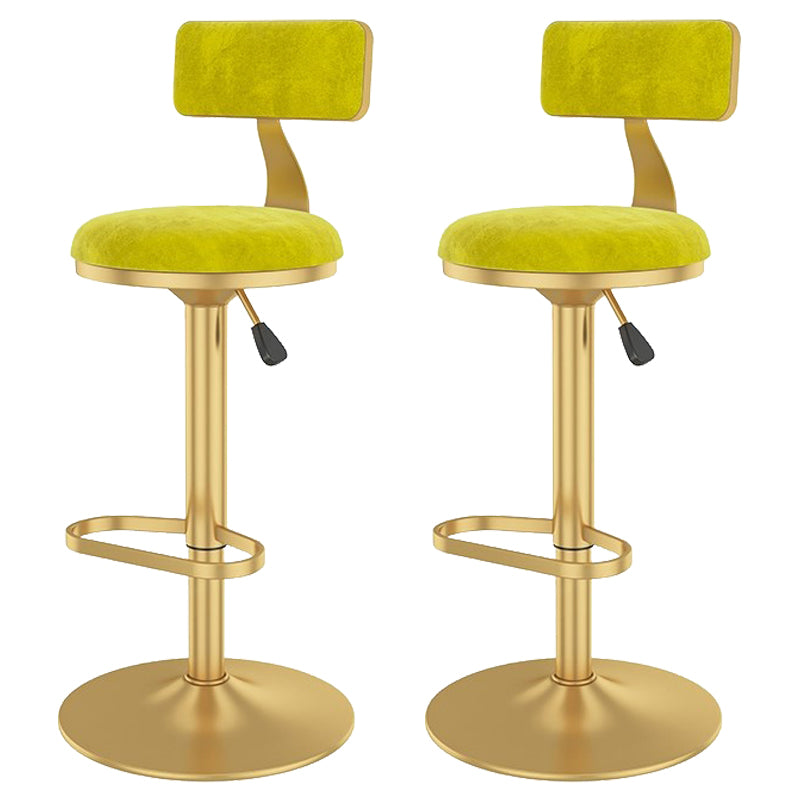 Glam Liftable Backrest Counter Stool Iron Cafe Bar Stool with Velvet Cushion and Pedal