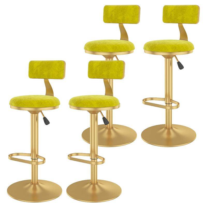 Glam Liftable Backrest Counter Stool Iron Cafe Bar Stool with Velvet Cushion and Pedal