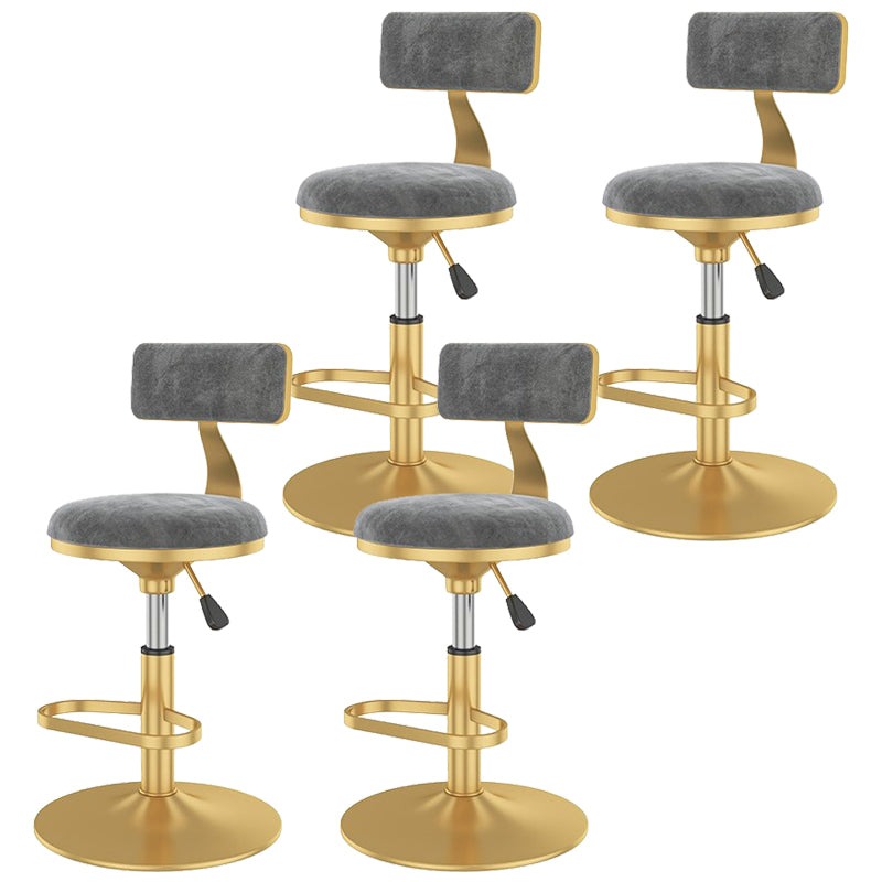 Glam Liftable Backrest Counter Stool Iron Cafe Bar Stool with Velvet Cushion and Pedal