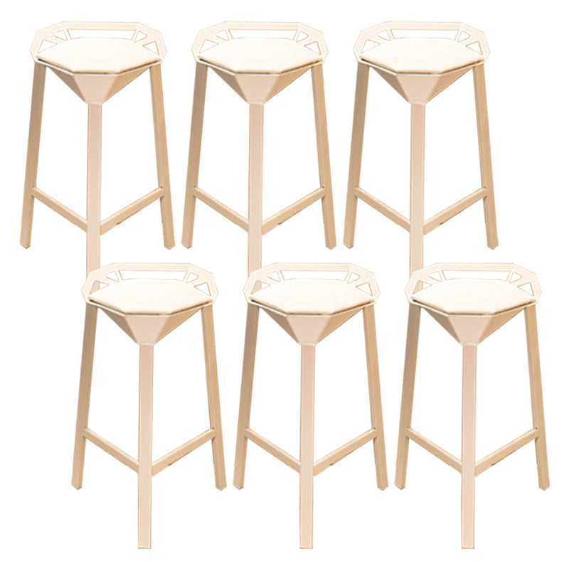 Nordic Armless Backrest Counter Stool Iron Cafe Bar Stool with Leather Cushion