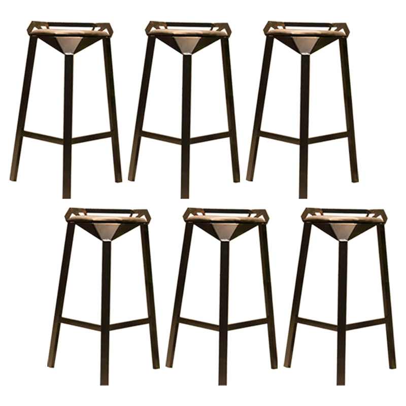Nordic Armless Backrest Counter Stool Iron Cafe Bar Stool with Leather Cushion