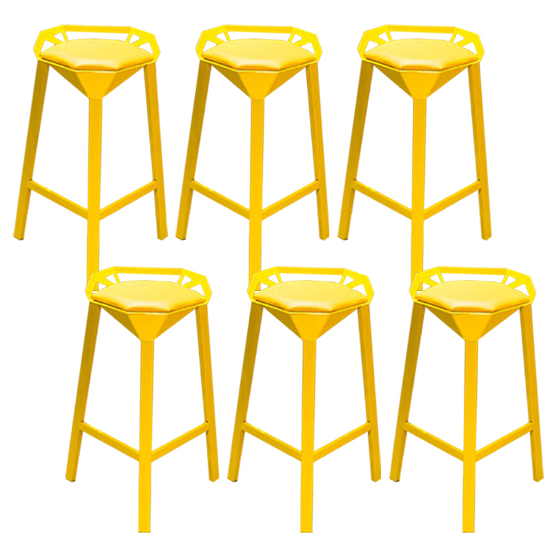 Nordic Armless Backrest Counter Stool Iron Cafe Bar Stool with Leather Cushion
