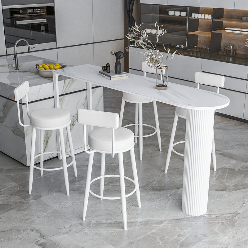 Nordic Armless Backrest Counter Stool Iron Kitchen Bar Stool with Cushion and Pedal