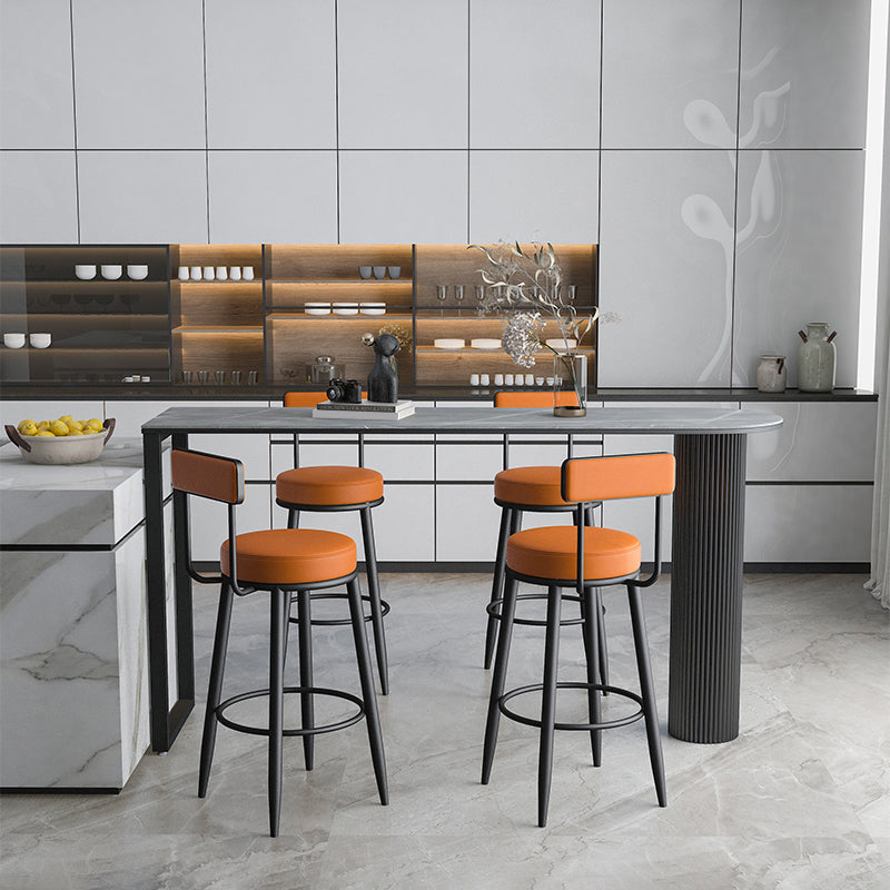 Nordic Armless Backrest Counter Stool Iron Kitchen Bar Stool with Cushion and Pedal