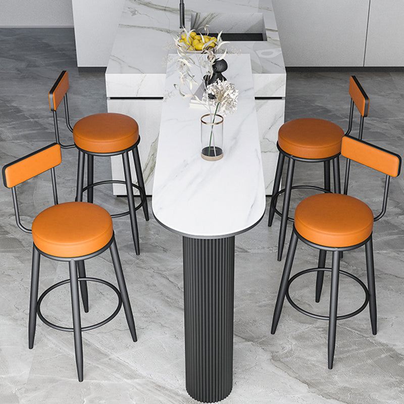 Nordic Armless Backrest Counter Stool Iron Kitchen Bar Stool with Cushion and Pedal
