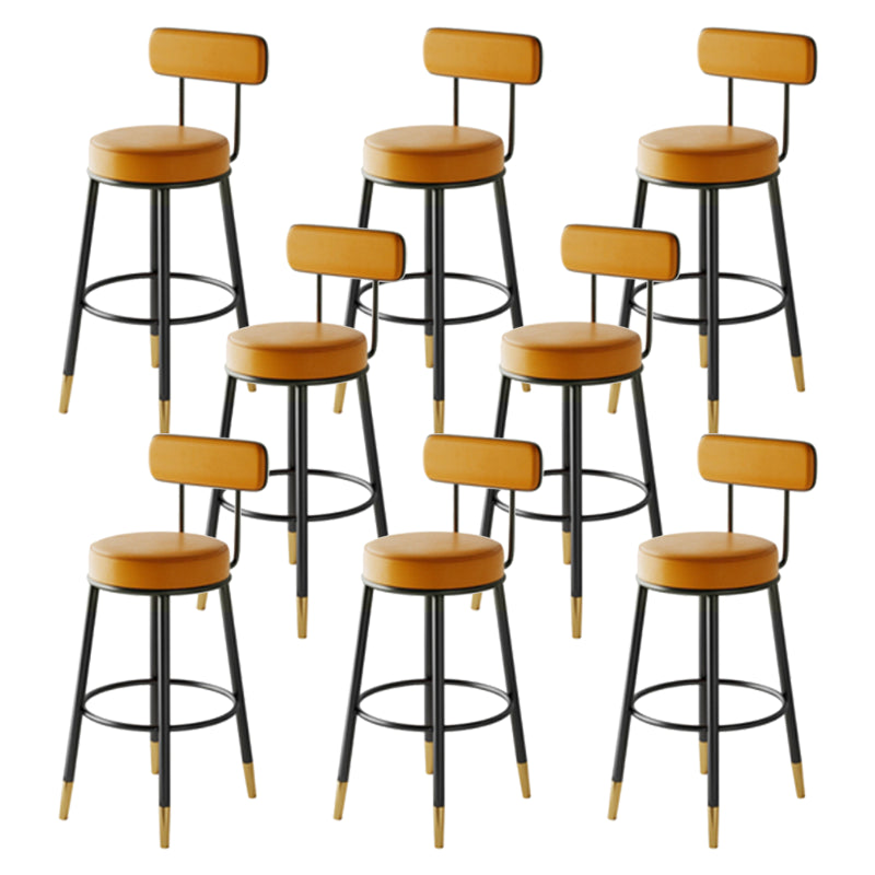 Nordic Armless Backrest Counter Stool Iron Kitchen Bar Stool with Cushion and Pedal