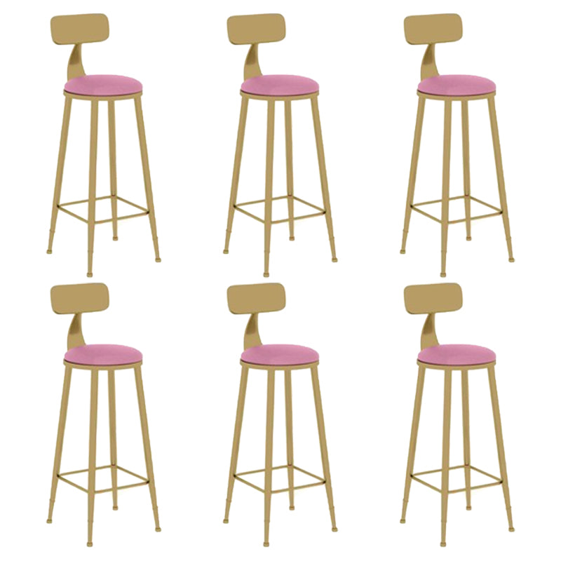 Glam Leather and Metal Counter Stool Round Low Back Bar Stool for Coffee Shop