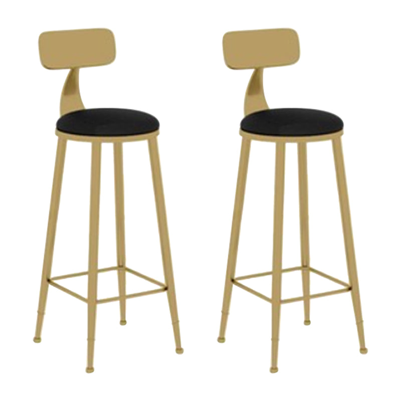 Glam Leather and Metal Counter Stool Round Low Back Bar Stool for Coffee Shop
