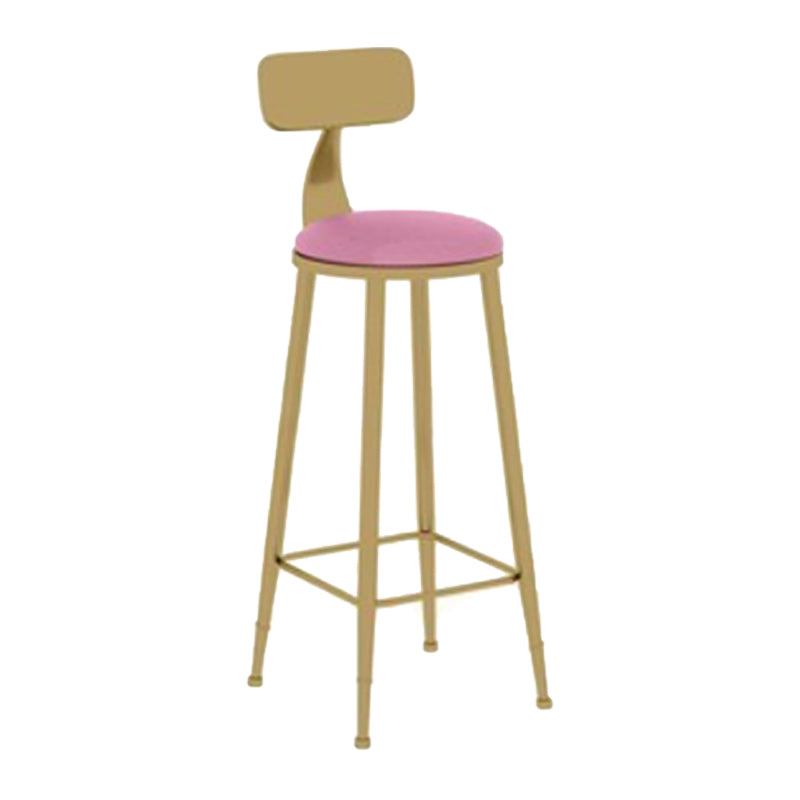 Glam Leather and Metal Counter Stool Round Low Back Bar Stool for Coffee Shop