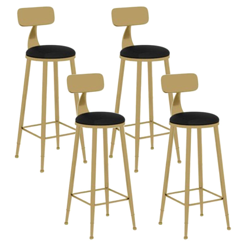 Glam Leather and Metal Counter Stool Round Low Back Bar Stool for Coffee Shop