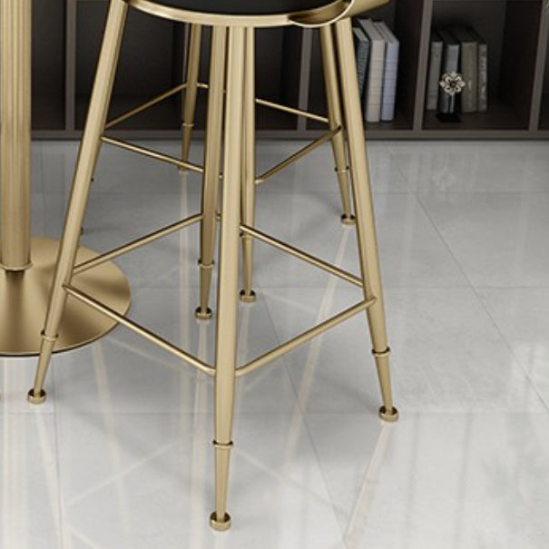Glam Leather and Metal Counter Stool Round Low Back Bar Stool for Coffee Shop
