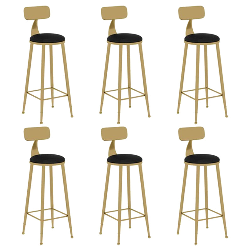 Glam Leather and Metal Counter Stool Round Low Back Bar Stool for Coffee Shop