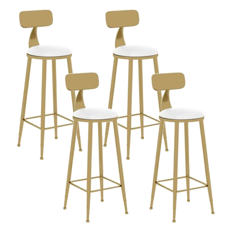 Glam Leather and Metal Counter Stool Round Low Back Bar Stool for Coffee Shop