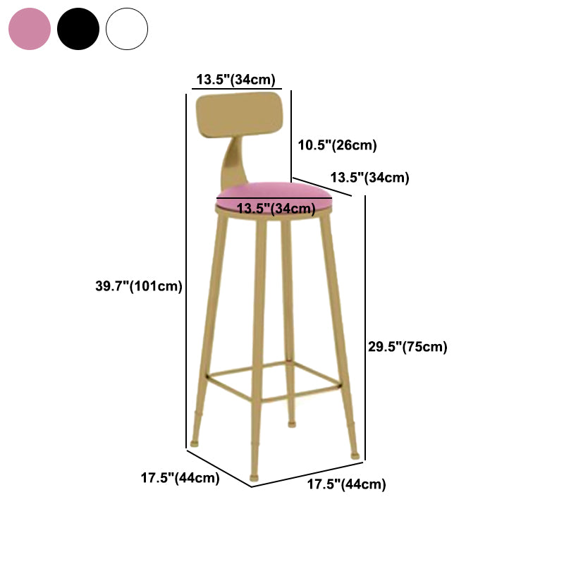Glam Leather and Metal Counter Stool Round Low Back Bar Stool for Coffee Shop