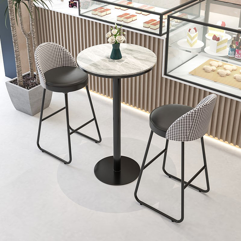 Leather Counter Stool Bucket Modern Footrest Counter & Bar Stool for Coffee Shop