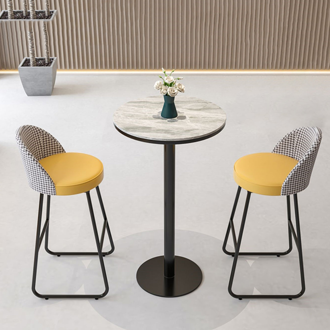 Leather Counter Stool Bucket Modern Footrest Counter & Bar Stool for Coffee Shop