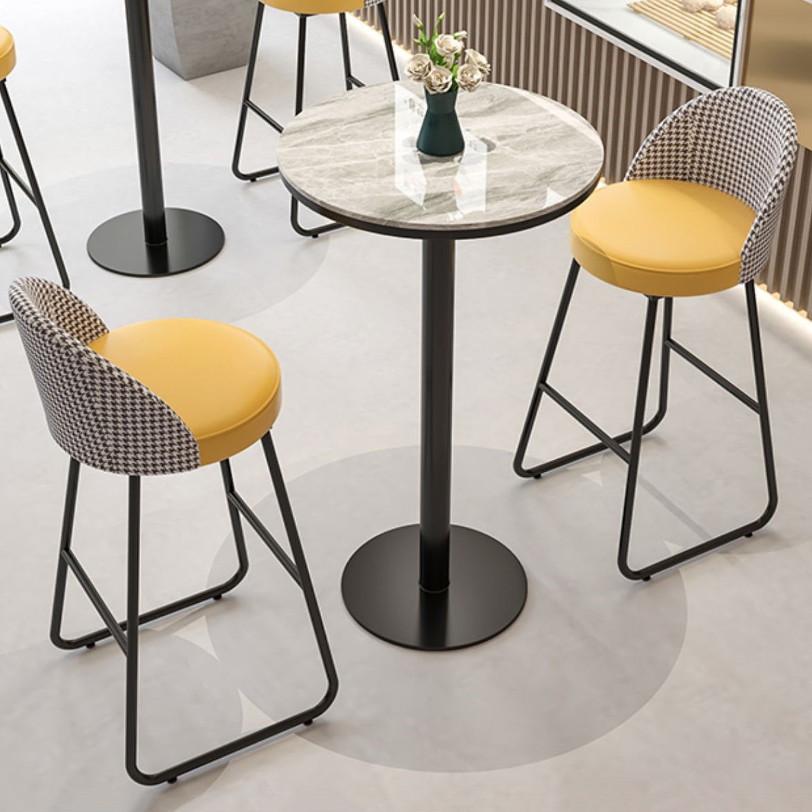 Leather Counter Stool Bucket Modern Footrest Counter & Bar Stool for Coffee Shop