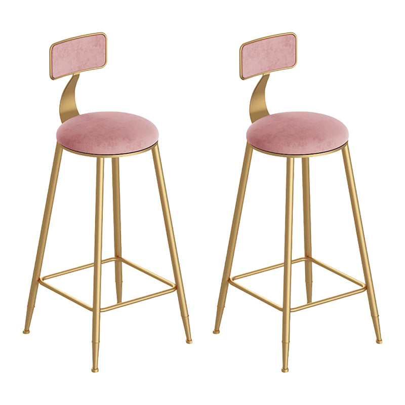 Scandinavian Footrest Counter Chair Low Back Round Upholstered Counter-height Stool