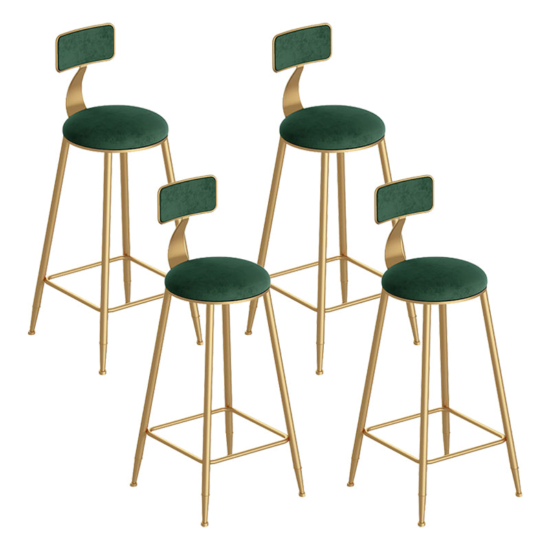 Scandinavian Footrest Counter Chair Low Back Round Upholstered Counter-height Stool