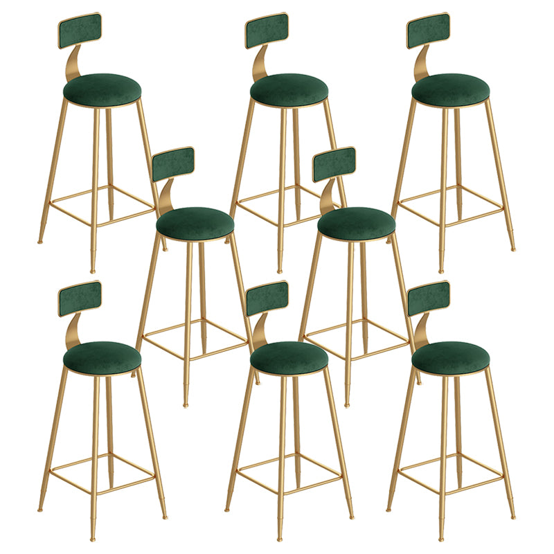 Scandinavian Footrest Counter Chair Low Back Round Upholstered Counter-height Stool