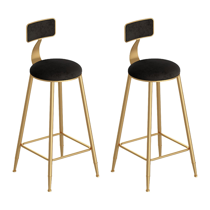 Scandinavian Footrest Counter Chair Low Back Round Upholstered Counter-height Stool