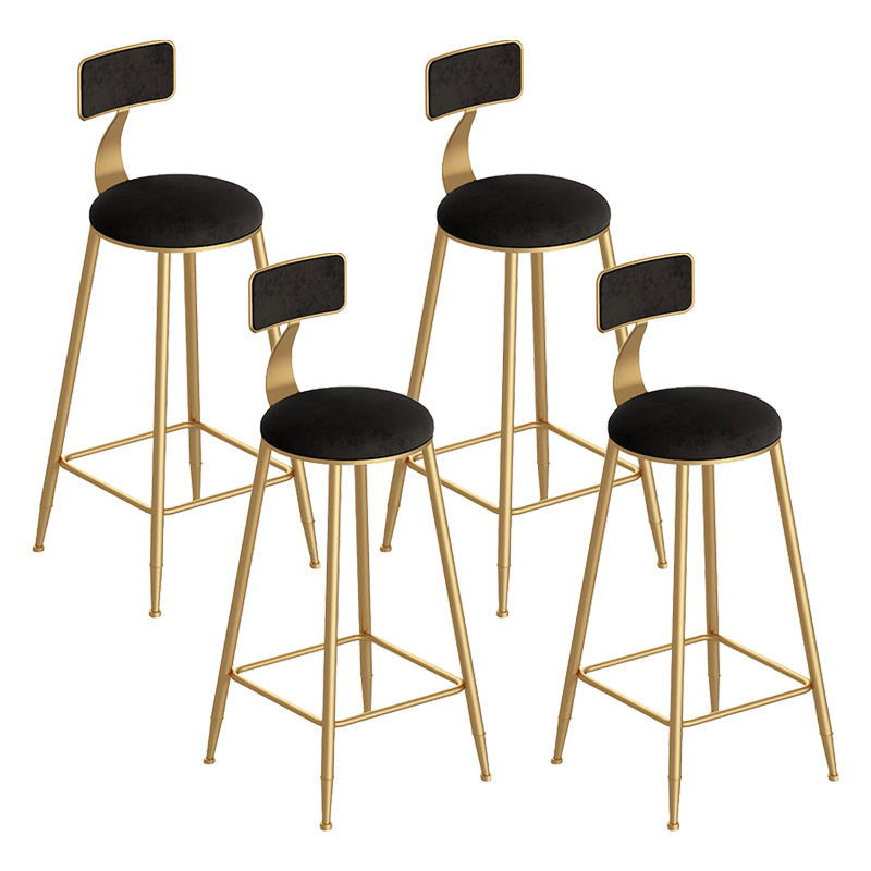 Scandinavian Footrest Counter Chair Low Back Round Upholstered Counter-height Stool