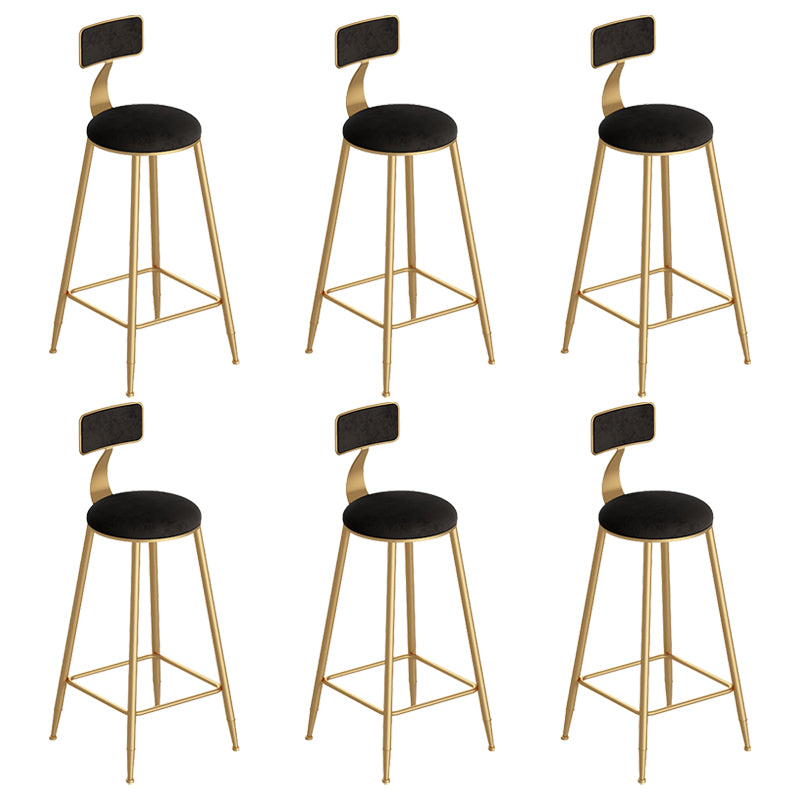 Scandinavian Footrest Counter Chair Low Back Round Upholstered Counter-height Stool
