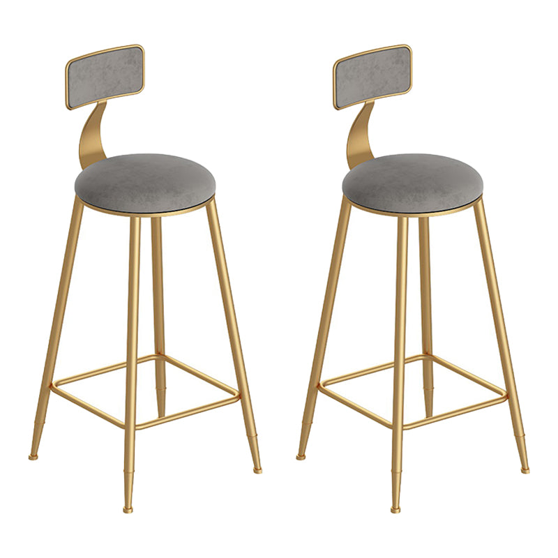 Scandinavian Footrest Counter Chair Low Back Round Upholstered Counter-height Stool