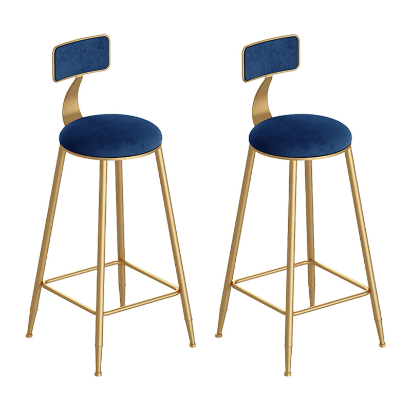 Scandinavian Footrest Counter Chair Low Back Round Upholstered Counter-height Stool