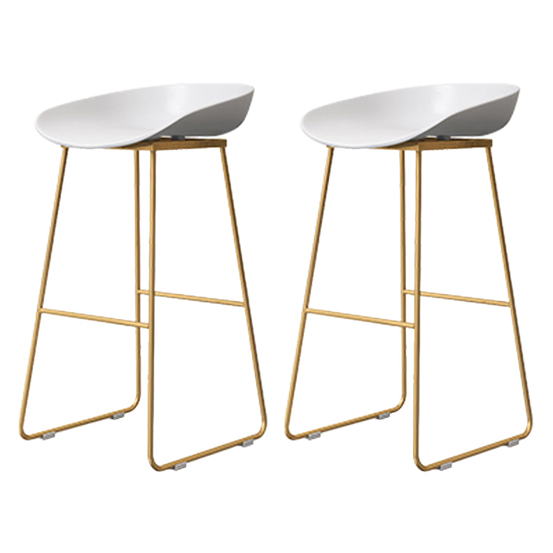 Coffee Shop Counter Stool Glam Metal Footrest Low Back Counter Stools