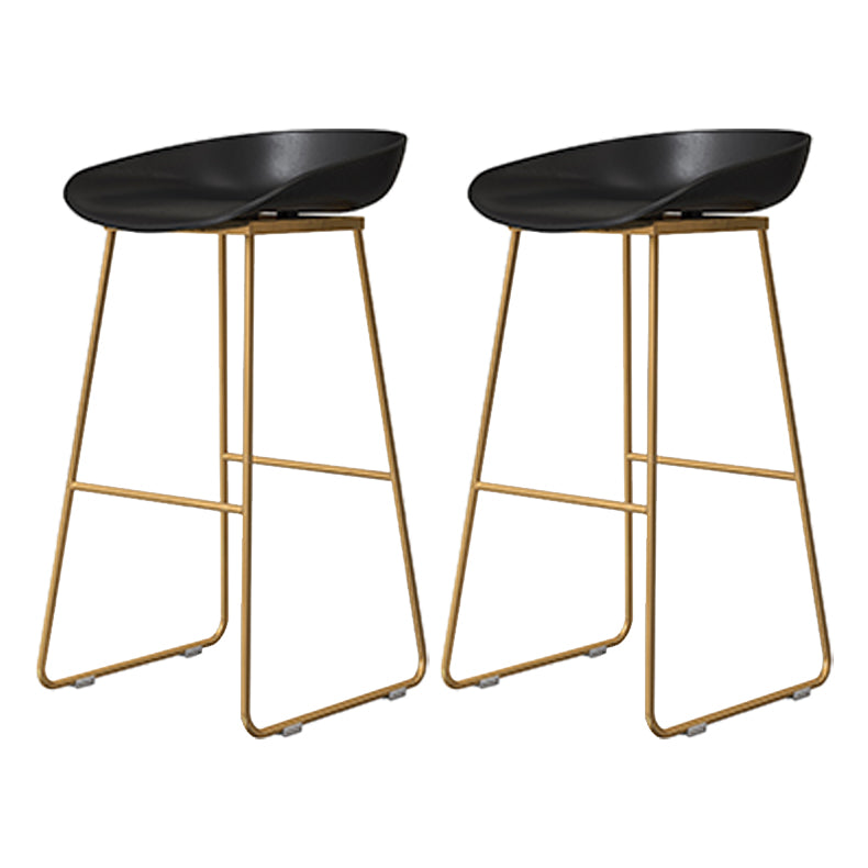 Coffee Shop Counter Stool Glam Metal Footrest Low Back Counter Stools