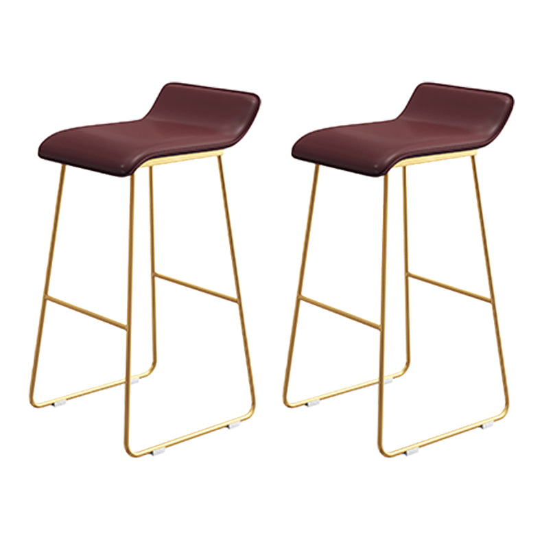 Coffee Shop Counter Stool Glam Metal Footrest Low Back Counter Stools
