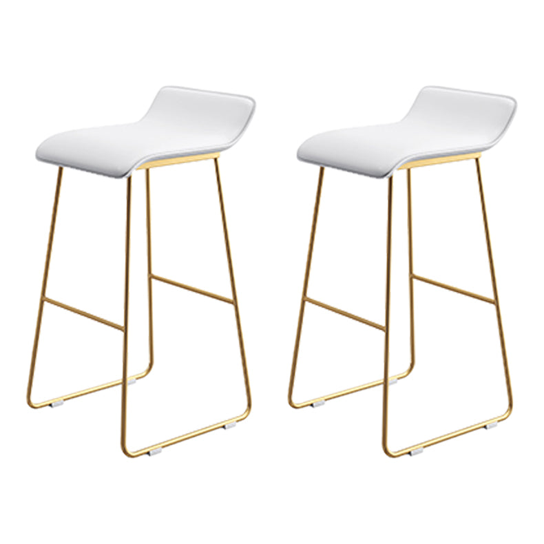 Coffee Shop Counter Stool Glam Metal Footrest Low Back Counter Stools