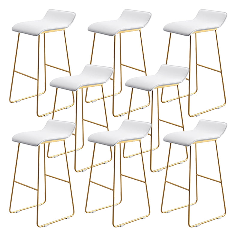 Coffee Shop Counter Stool Glam Metal Footrest Low Back Counter Stools