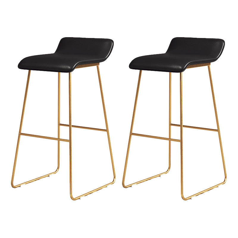 Coffee Shop Counter Stool Glam Metal Footrest Low Back Counter Stools