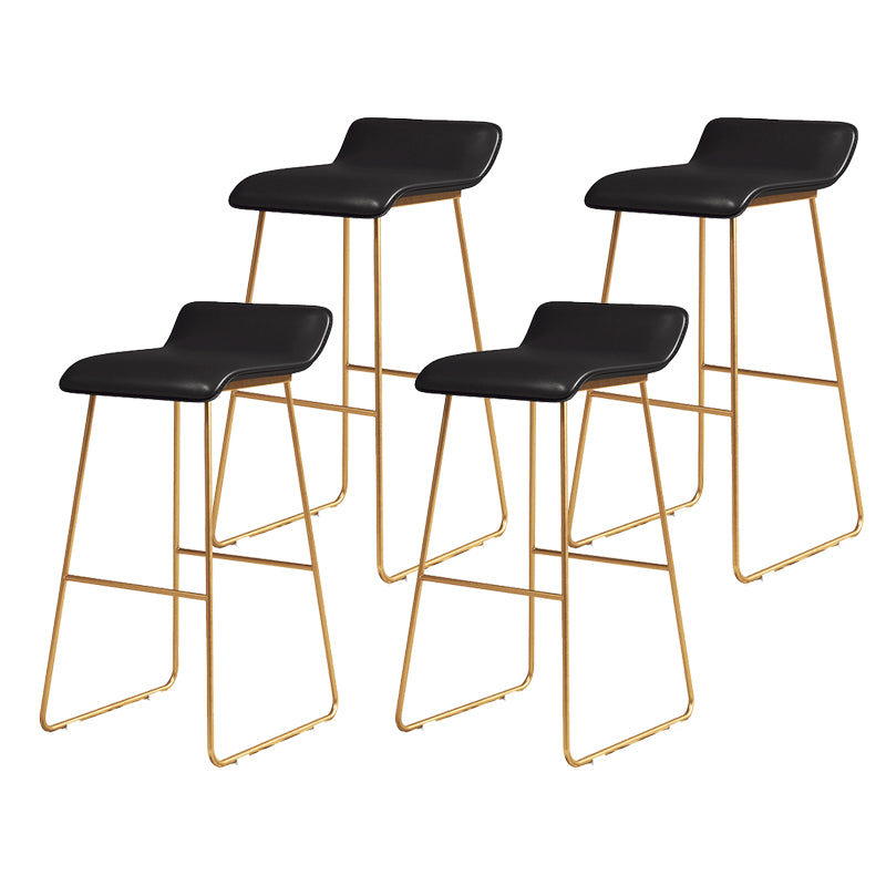 Coffee Shop Counter Stool Glam Metal Footrest Low Back Counter Stools